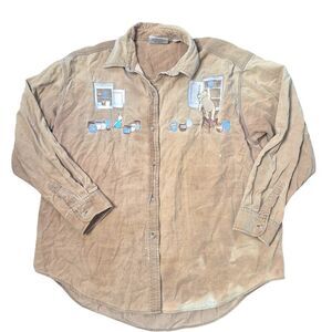 Disney Classic Pooh Vintage Cotton Button Down Shirt Embroidered No Size